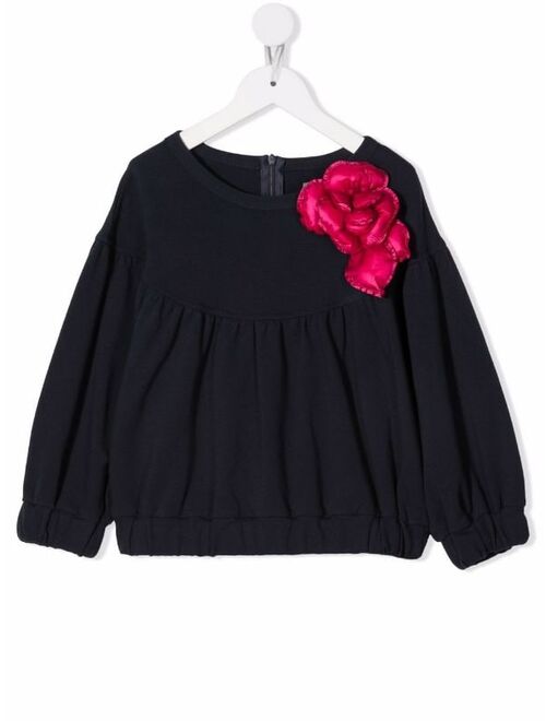 Il Gufo floral-applique gathered blouse