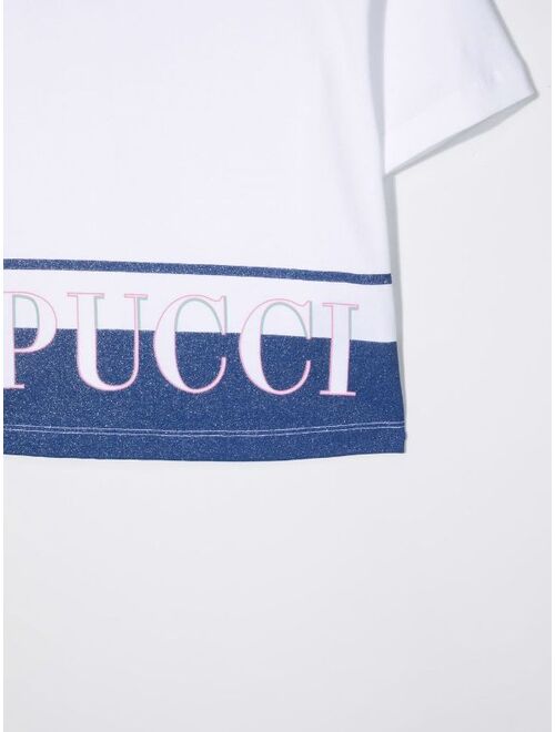 Emilio Pucci Junior logo-print glitter T-shirt