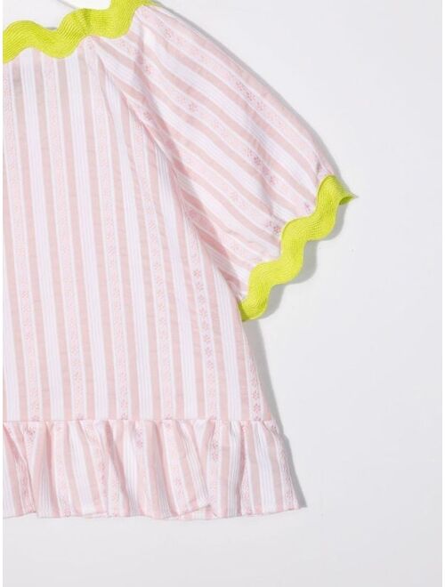 Moschino Kids striped ruffled blouse