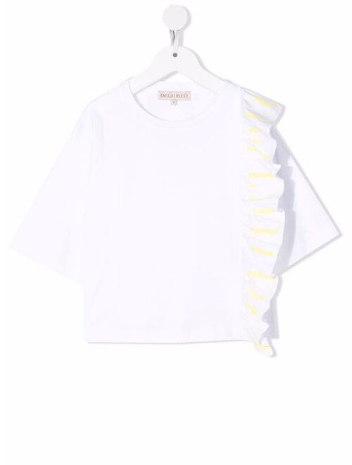 Emilio Pucci Junior asymmetric ruffle T-shirt