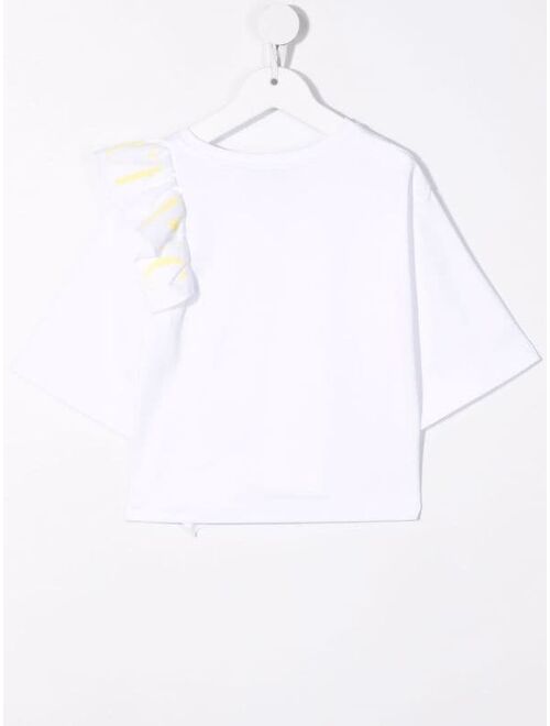 Emilio Pucci Junior asymmetric ruffle T-shirt