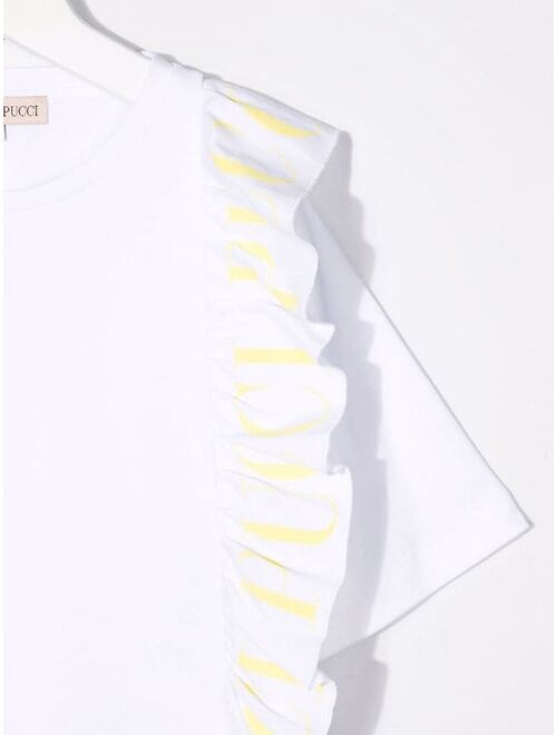 Emilio Pucci Junior asymmetric ruffle T-shirt