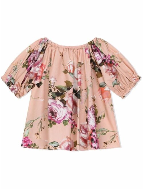 Dolce & Gabbana Kids floral-print cotton blouse