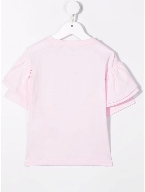 Philosophy Di Lorenzo Serafini Kids logo-embroidered ruffled T-shirt