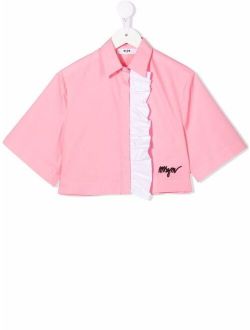 Kids logo ruffle-trim shirt