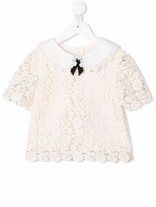 Self-Portrait Kids floral embroidered blouse