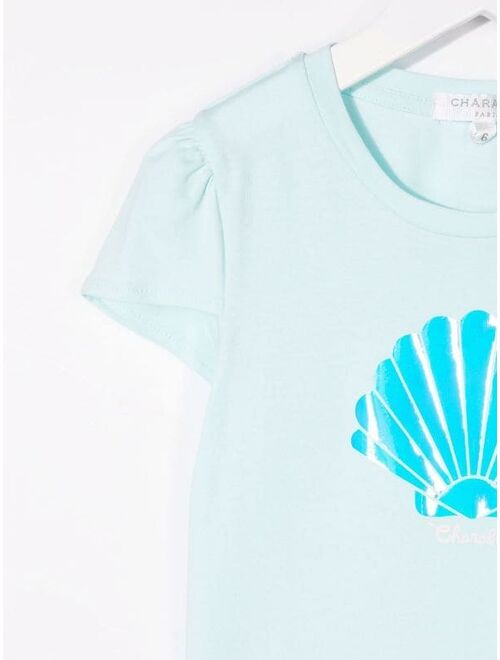 Charabia iridescent shell-print short-sleeve T-shirt