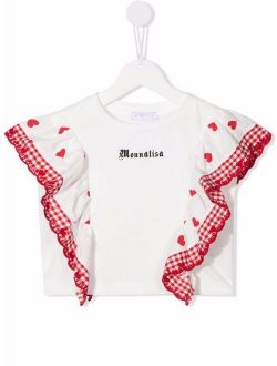 logo-print ruffled T-shirt