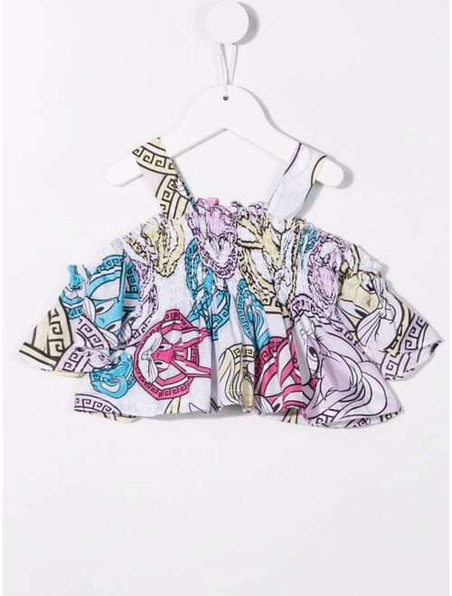 Monnalisa Bugs Bunny-print ruffled top