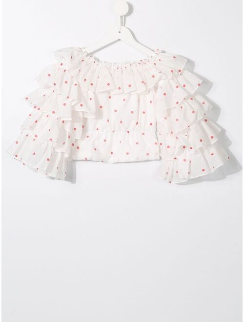 Little Bambah polka dot ruffled top