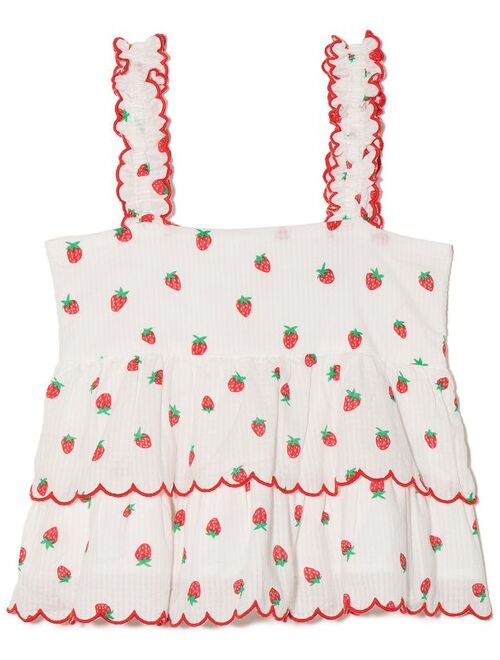 Stella McCartney Kids tiered strawberry-print blouse