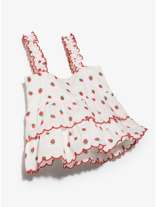 Stella McCartney Kids tiered strawberry-print blouse