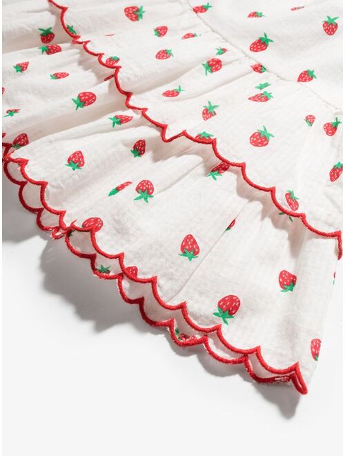 Stella McCartney Kids tiered strawberry-print blouse