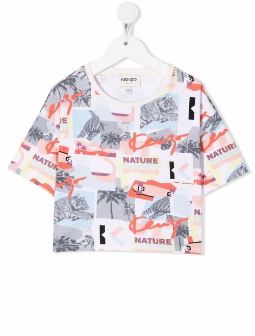 Kenzo Kids logo patchwork T-shirt