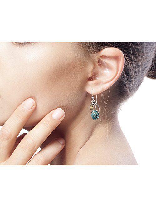 NOVICA Citrine Reconstituted Turquoise .925 Sterling Silver Dangle Earrings 'Modern Mystique'