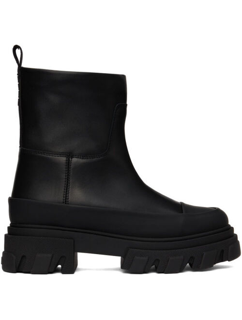 GANNI Black Leather Tubular Boots