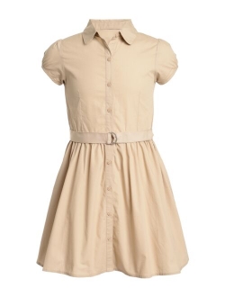 Big Girls Belted Poplin Shirt Dress