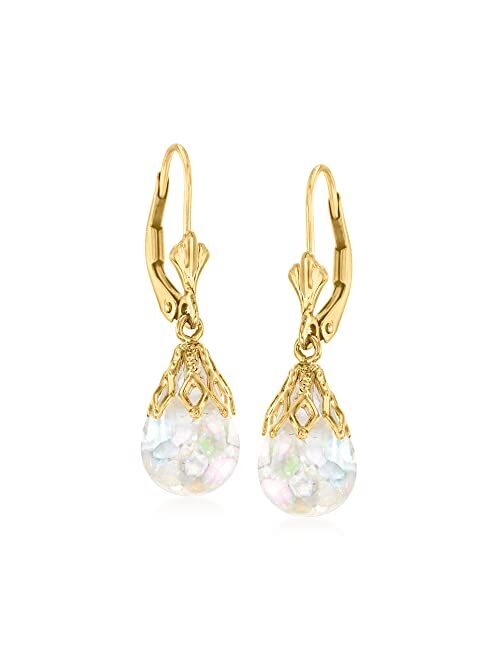 Ross-Simons Floating Opal Drop Earrings in 14kt Yellow Gold