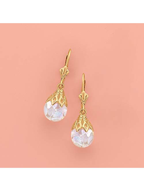 Ross-Simons Floating Opal Drop Earrings in 14kt Yellow Gold