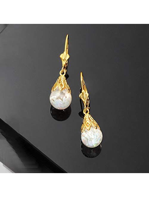 Ross-Simons Floating Opal Drop Earrings in 14kt Yellow Gold