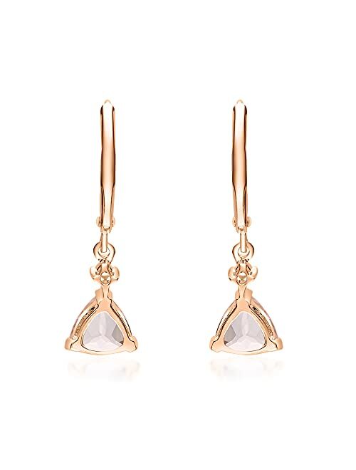 Gin & Grace Gin and Grace 14K Rose Gold Genuine Morganite Earrings with Diamonds for women | Ethically, authentically & organically sourced (Trillion-cut) shaped Morganit