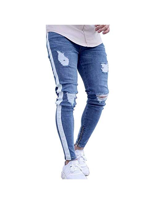 HUNGSON Skinny Jeans for Men Stretch Slim Fit Ripped Distressed