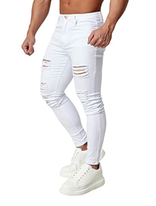 HUNGSON Men's Skinny Slim Fit Ripped Distressed Stretch Jeans Pants