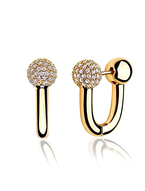 MYEARS Women Gold Huggie Hoop Earrings Bead Ball Spike Star Diamond CZ Sleeper Dangle Drop 14K Gold Filled Tiny Boho Beach Simple Delicate Handmade Hypoallergenic Jewelry