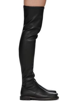 Black Faux-Leather Belle Boots