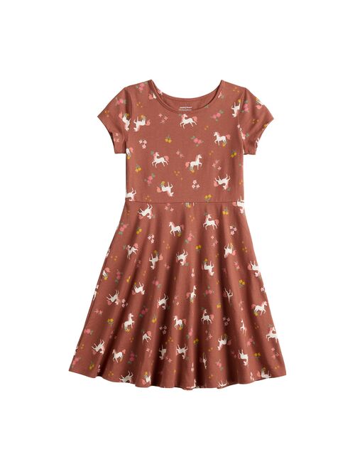 Girls 4-12 Jumping Beans Short Sleeve Printed Skater Dress