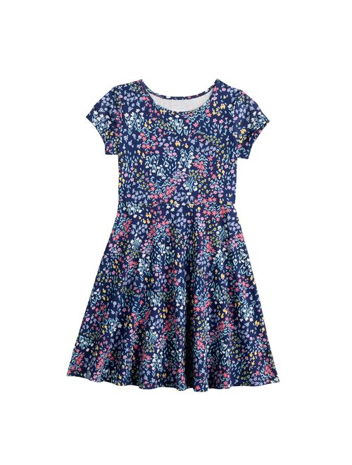 Girls 4-12 Jumping Beans Short Sleeve Printed Skater Dress