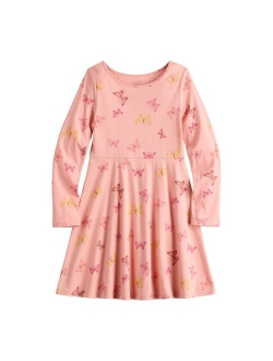 Girls 4-12 Jumping Beans Long Sleeve Printed Skater Dress