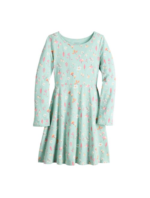 Girls 4-12 Jumping Beans Long Sleeve Printed Skater Dress