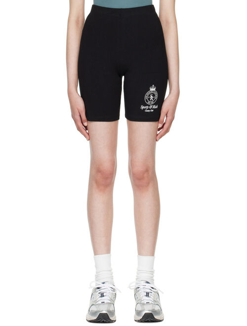 Sporty & Rich Black Crown Biker Shorts