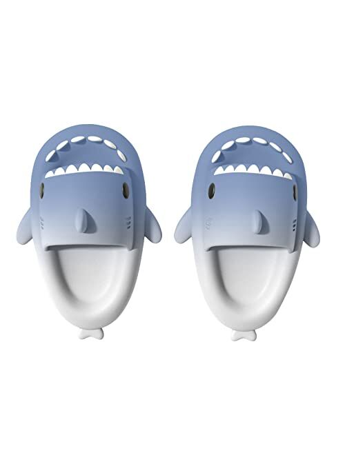 Cysincos Unisex Cute Shark Slides for Men Women Anti-Slip Open Toe House Shark Slippers Casual Beach Shoes, Sole Sandals Women Slides