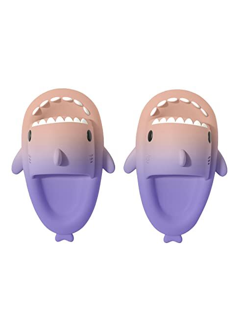 Cysincos Unisex Cute Shark Slides for Men Women Anti-Slip Open Toe House Shark Slippers Casual Beach Shoes, Sole Sandals Women Slides