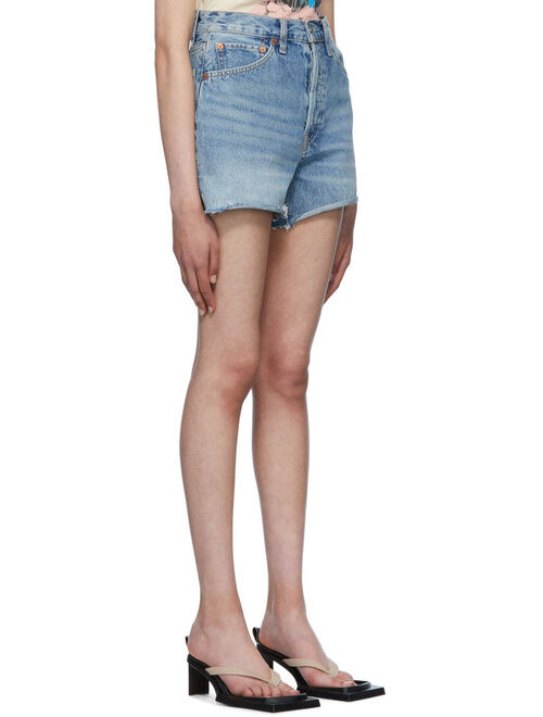 Re/Done Blue 50s Cuttoff Shorts