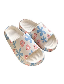 PUWAN Cow Print Soft Slide Sandals for Women and Men, Feather Non-Slip Bathroom Shower Shoes Summer Outdoor Summer Beach Sandals