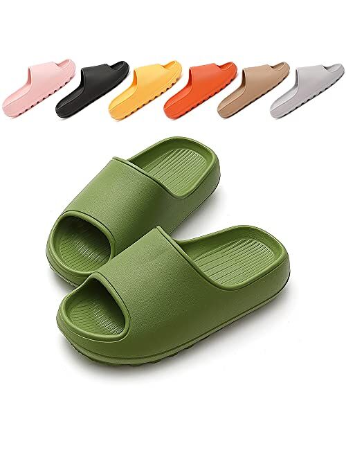 TreeMall Pillow Slippers Cloud Slides Sandals,Non-Slip Quick Drying Bathroom Shower Slippers Massage Home Slippers for Women & Men