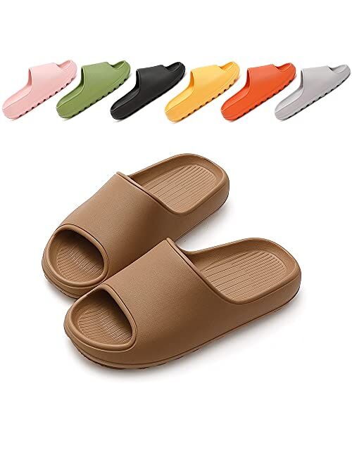 TreeMall Pillow Slippers Cloud Slides Sandals,Non-Slip Quick Drying Bathroom Shower Slippers Massage Home Slippers for Women & Men