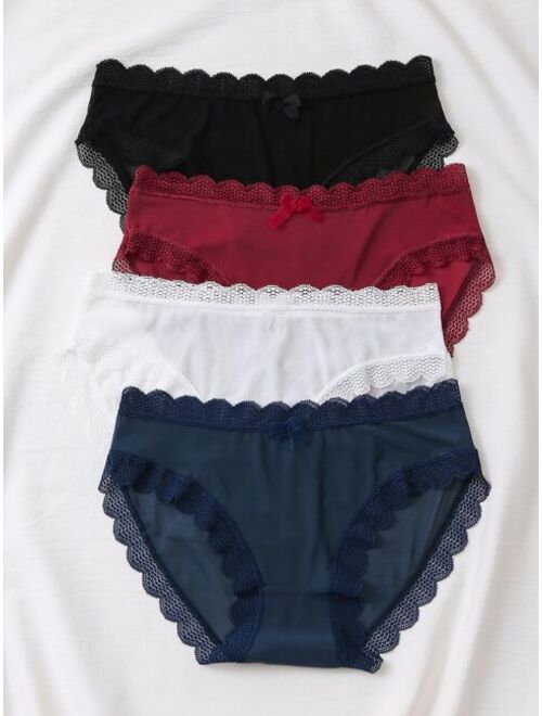 Buy Shein Girls 4pcs Scallop Trim Brief online | Topofstyle