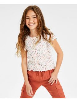 Big Girls Printed Lettuce-Edge T-Shirt, Created for Macy's