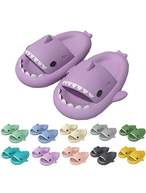 rosyclo Cute Shark Slippers for Women & Men Thick Sole Non-Slip Shower Massage Slippers Bathroom Beach Soft Comfy House Cloud Slide Slippers for Indoor & Outdoor for Coup