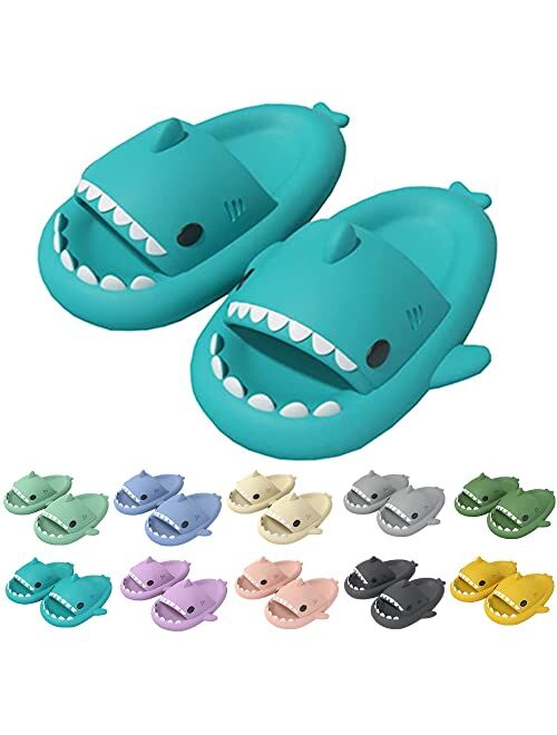 rosyclo Cute Shark Slippers for Women & Men Thick Sole Non-Slip Shower Massage Slippers Bathroom Beach Soft Comfy House Cloud Slide Slippers for Indoor & Outdoor for Coup