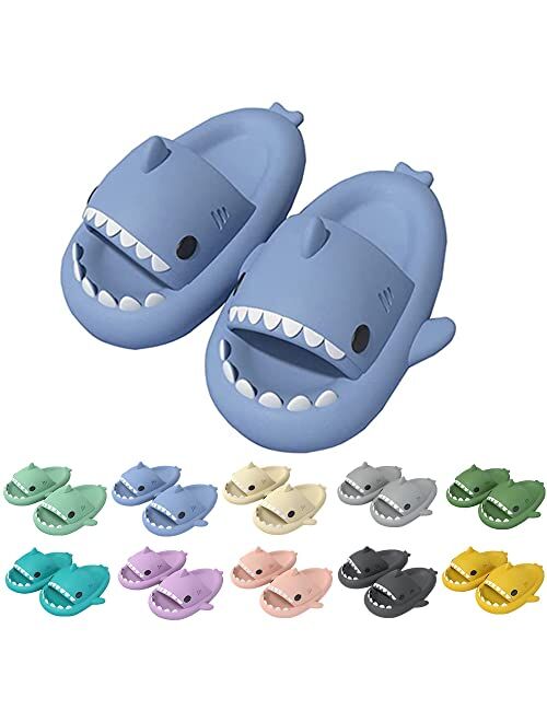 rosyclo Cute Shark Slippers for Women & Men Thick Sole Non-Slip Shower Massage Slippers Bathroom Beach Soft Comfy House Cloud Slide Slippers for Indoor & Outdoor for Coup