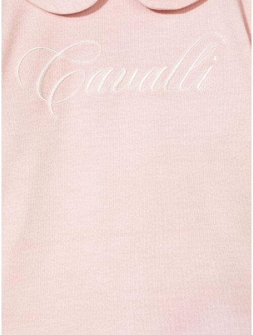 Roberto Cavalli Junior embroidered logo peter pan collar t-shirt