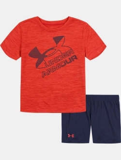 Boys' Pre-School UA Linear Big Logo Twist Short Sleeve & Shorts Set