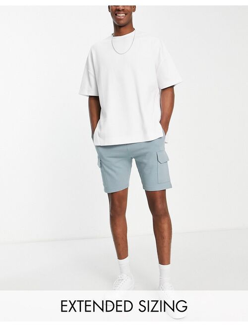 ASOS DESIGN jersey shorts with cargo pockets in gray