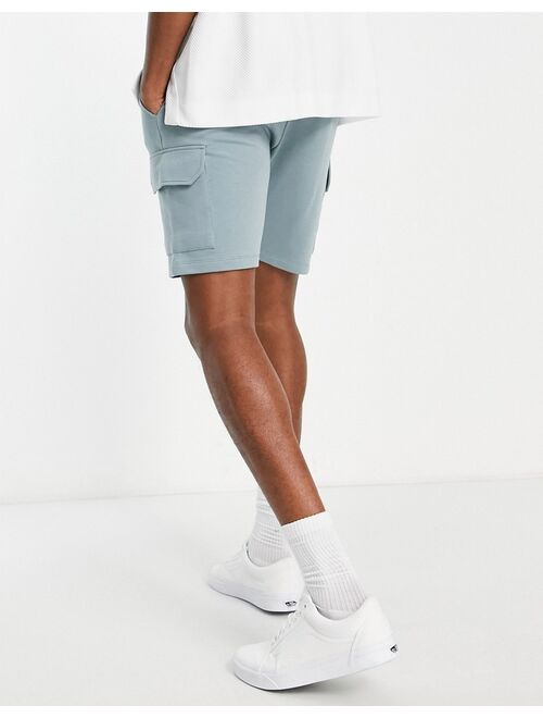 ASOS DESIGN jersey shorts with cargo pockets in gray