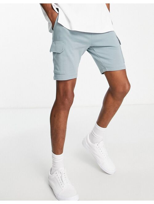 ASOS DESIGN jersey shorts with cargo pockets in gray